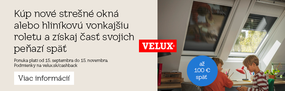 Velux cashback jeseň 2026
